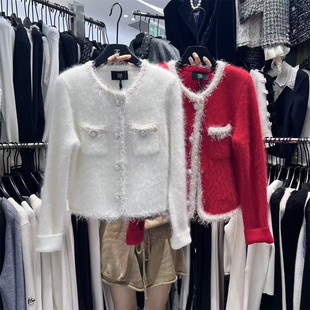 2026早春新款韩版气质圆领单排扣流苏边高级感小香风名媛针织外套