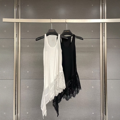 设计感蕾丝拼接不规则背心女