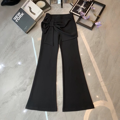 小众设计蝴蝶结百搭休闲喇叭裤女