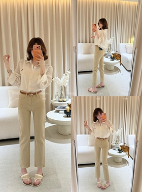 左那那2026春夏新款烟管裤女韩版时尚修身显瘦百搭复古休闲九分裤