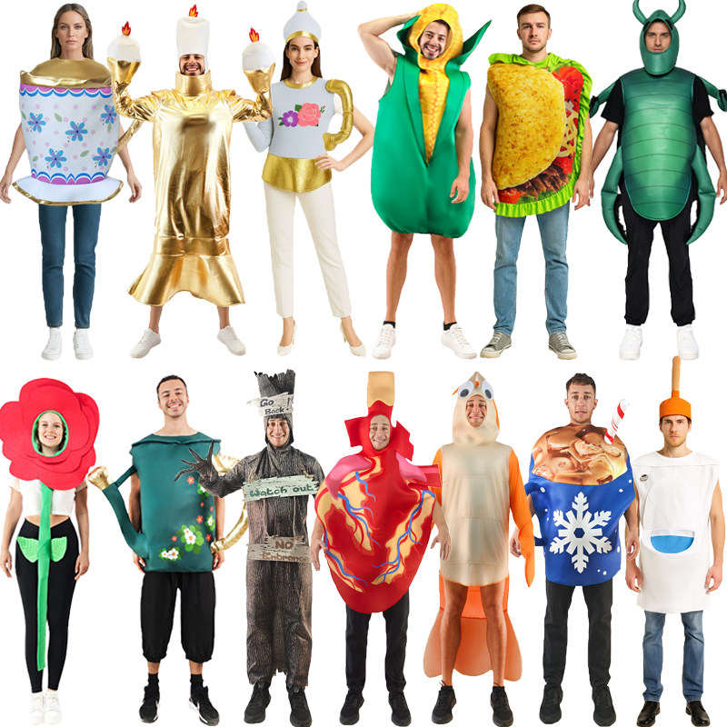 万圣节cos苹果冰淇淋啤酒冰箱咖啡杯可乐海绵宝宝蜡烛舞台派对服