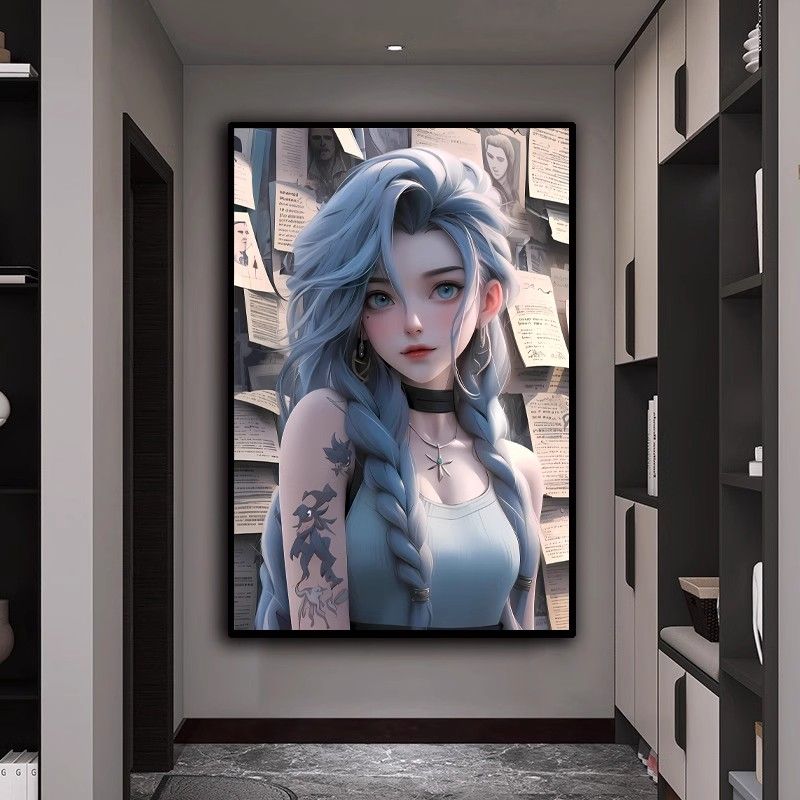 英雄联盟金克丝挂画电竞房壁画