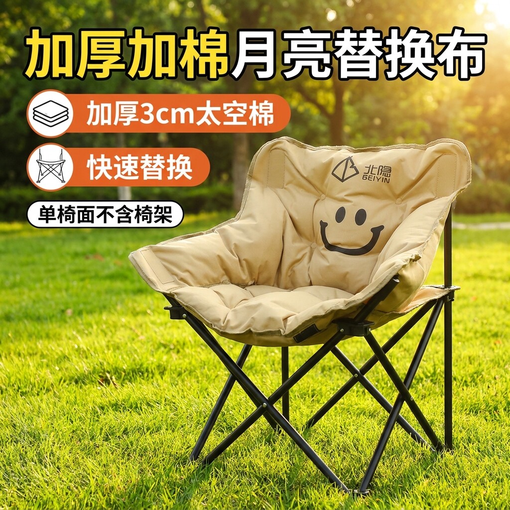 月亮椅替换布加棉加厚双层折叠便携牛津布坐垫低靠背冬季户外垂钓