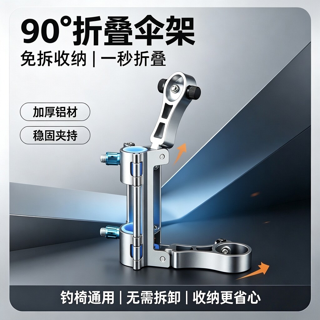 钓哈哈新款钓椅伞架固定器战车露营车铝镁合金一体式折叠钓伞支架