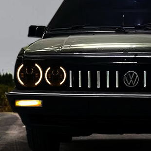 大众经典普桑大灯总成改装U型桑旅复古圆灯黑武士LED灯透镜适用于