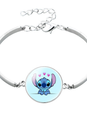 星际宝贝史迪奇logo时光宝石合金手镯 史迪仔Stitch卡通手环手链