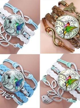 配饰保护自然七彩蜂鸟复古蝴蝶字母多层组合手链