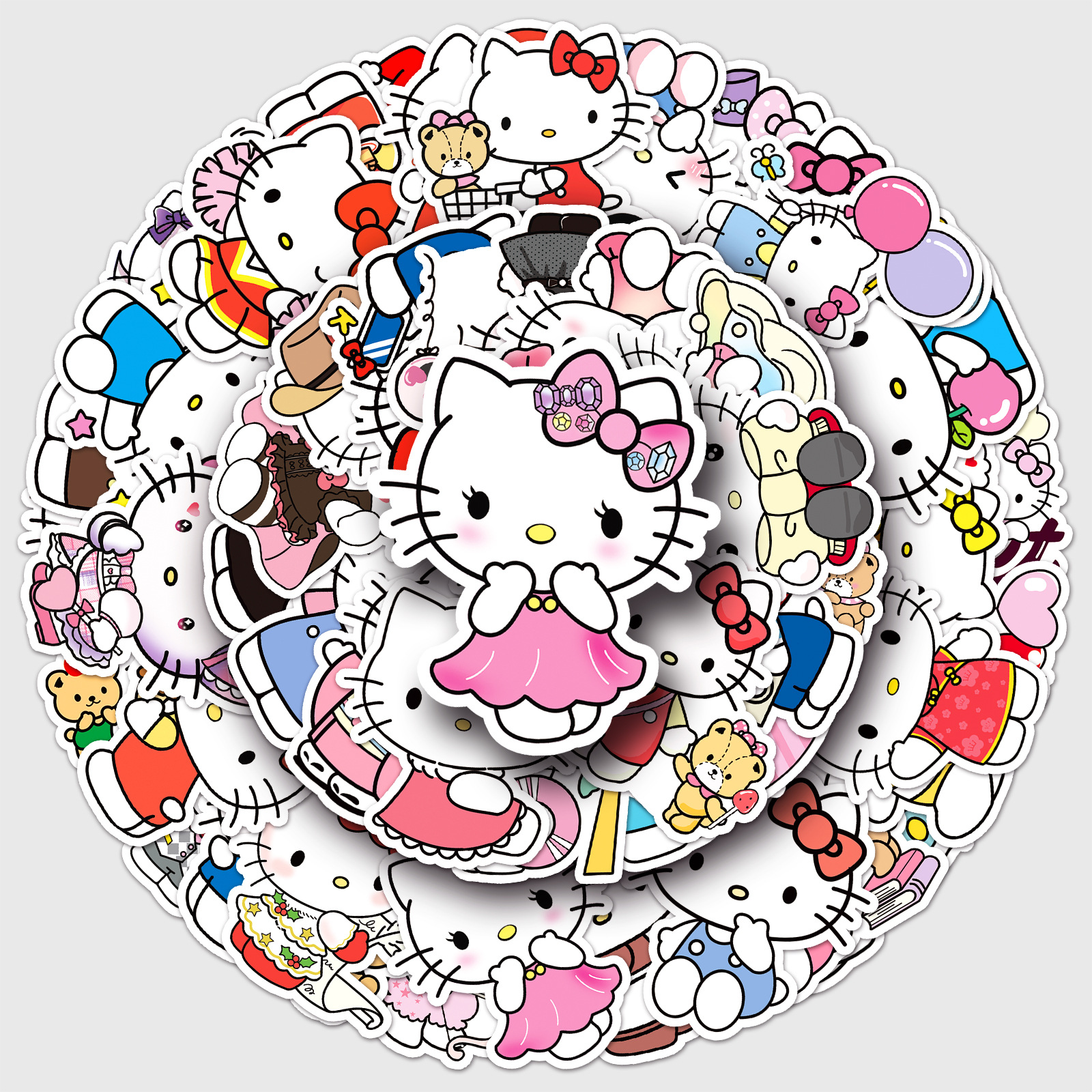 50张hello kitty涂鸦贴纸个性跨境卡通可爱三丽鸥装饰手机壳贴纸