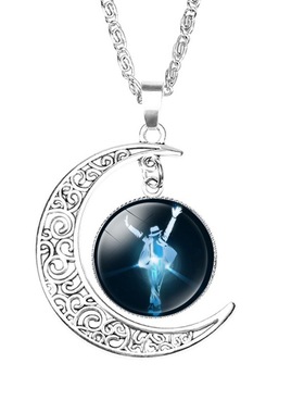 欧美首饰迈克尔杰克逊粉丝纪念水晶吊坠项链月亮饰品