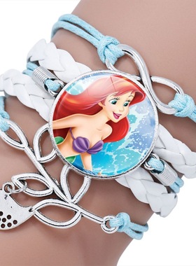 欧美动画周边可爱美人鱼爱丽儿手工编织宝石手链