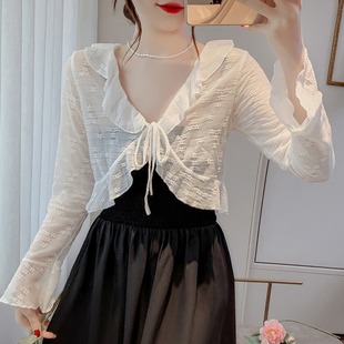 蕾丝防晒衣短外套薄款衬衫夏季2024年新款女士开衫显瘦上衣长袖春