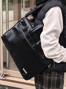 2026新款皮质高级感手提单肩斜挎电脑包公文包华为联想Y9000P苹果Pro13.3寸14寸15.6寸16寸防水抗震游戏本包