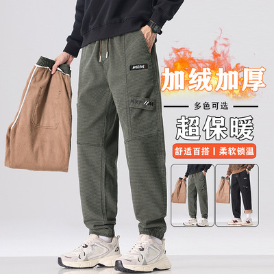 加绒加厚工装裤男秋冬直筒款