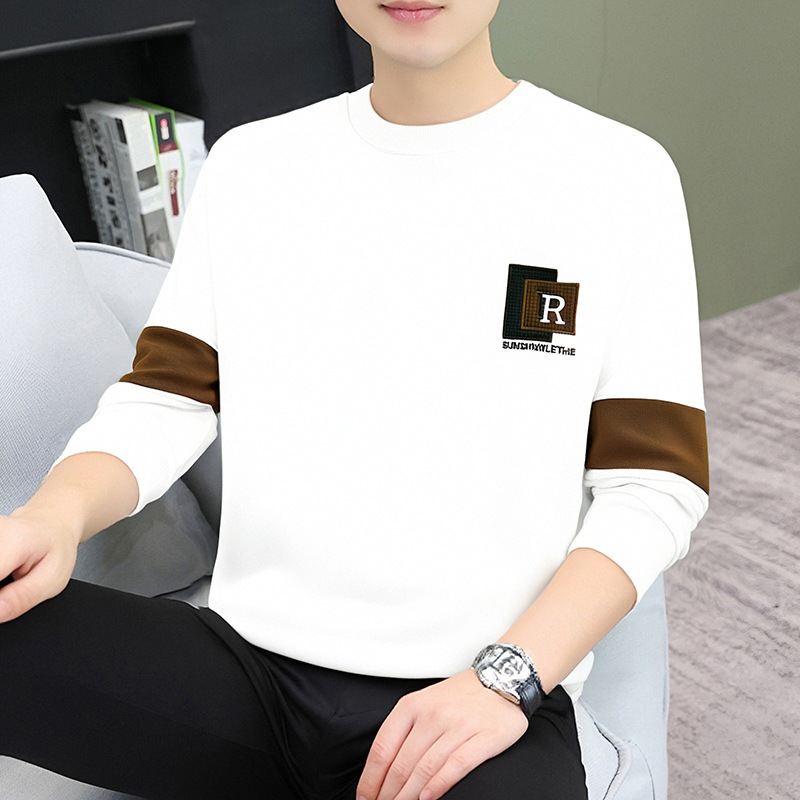 青年圆领卫衣男士秋冬2025新款宽松潮牌套头上衣春秋长袖打底衫男