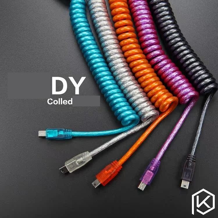 包邮！螺旋线 安卓数据线 type-c机械键盘 DY线 A公对Mini-usb