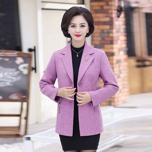 春天a01短款 中年气质洋气西装 小西服 外套中老年女妈妈装 w66春秋装