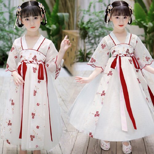 女童齐胸飘逸小女孩汉服连衣裙子