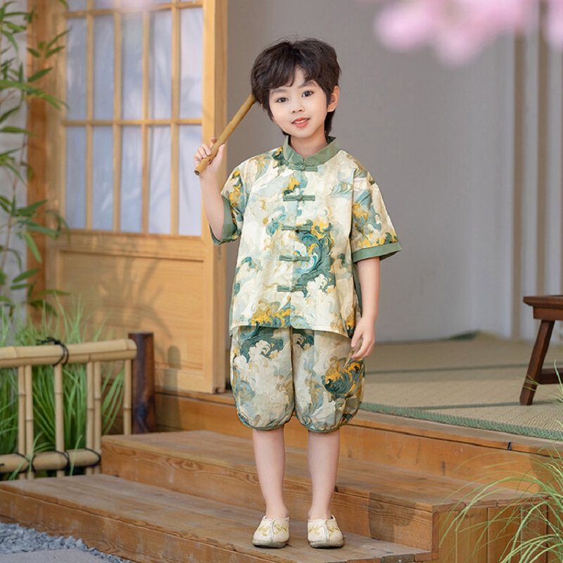端午节古风汉服唐装小男孩套装