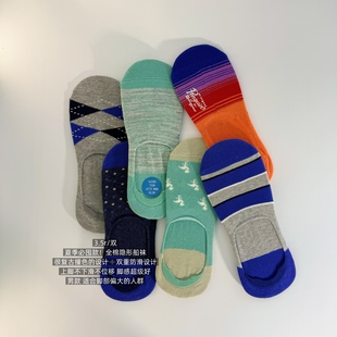 39包邮/夏季必囤款！彩色几何条纹复古撞色防滑男款纯棉隐形船袜