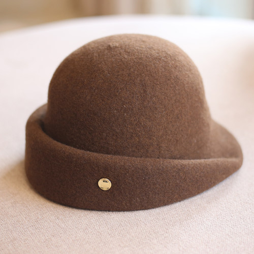 法式赫本风羊毛呢千金礼帽