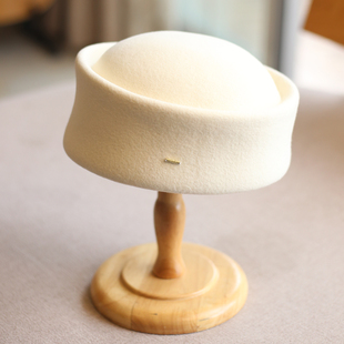 新款小众复古羊毛空姐帽贝蕾帽女士气质帽子女秋冬欧美逛街百搭帽