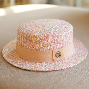 秋冬帽子女士小檐平顶帽礼帽英伦复古休闲帽显脸小小香风逛街 韩版