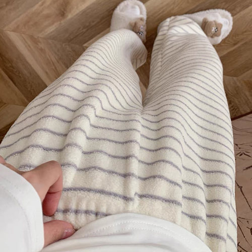 孕妇睡裤可调节秋冬家居裤不勒肚子法兰绒加绒加厚月子裤女长裤