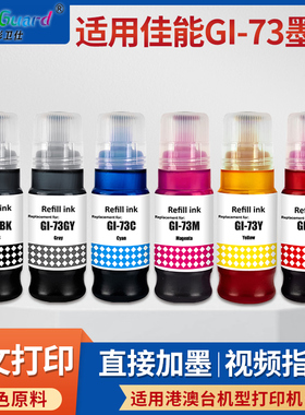 适用佳能GI-73墨水Canon G570 G670 6色加墨式照片打印机彩色墨水