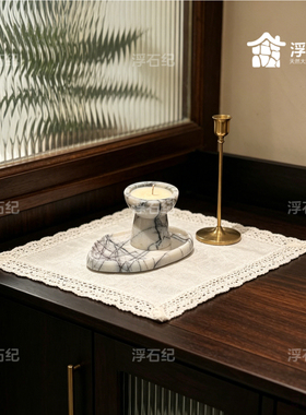 天然大理石香雪梅系列香薰烛台摆件样板间家居桌面浪漫氛围搭配
