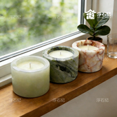天然大理石纹烛台家居装 饰摆件百搭创意蜡烛台套组