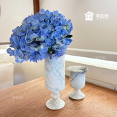 挪威彩玉天然大理石花瓶摆件高脚杯冰淇淋杯郁金香高脚杯