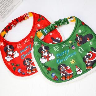 原创伯恩山圣诞款周边 松紧围兜 拼色三角巾 狗狗口水巾 好看实用