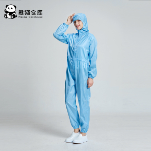 定制喷漆工业 热销防静电连体防护服带帽工作服防尘服静电衣薄款