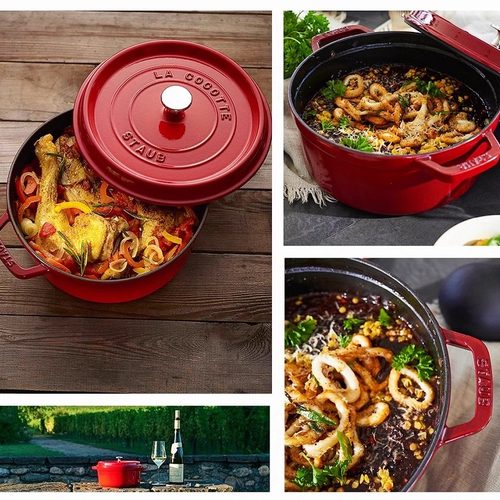 staub珐琅铸铁锅24绿松树图案锅