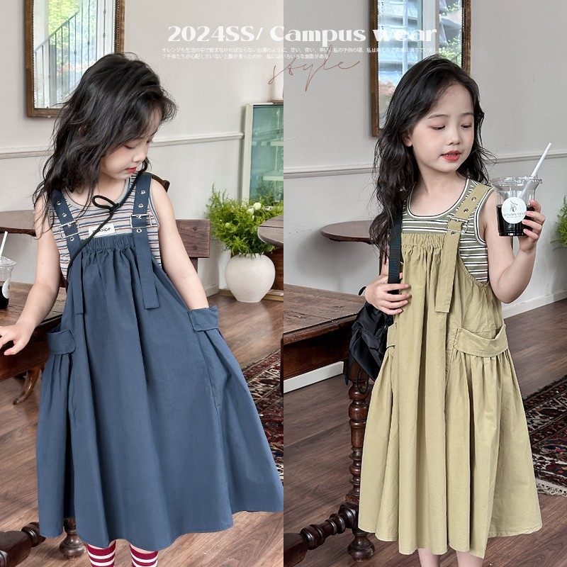 女童背带裙24夏装新款儿童美式工装裙中大童韩版背心T恤洋气套装,童装/婴儿装/亲子装,连衣裙,淘宝优惠券,粉丝福利购,淘宝优惠卷