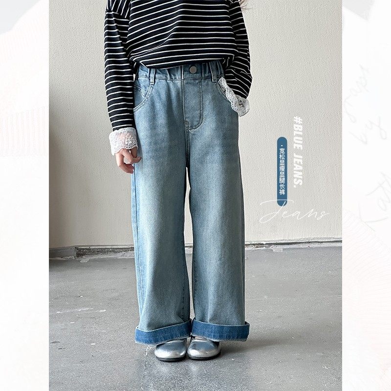 女童牛仔裤25春秋季新款女中大童直筒裤韩版阔腿裤儿童休闲长裤子,童装/婴儿装/亲子装,儿童牛仔裤,淘宝优惠券,粉丝福利购,淘宝优惠卷