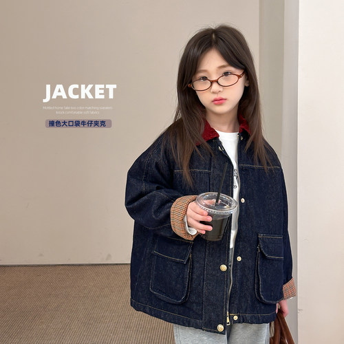 韩国女童秋冬洋气夹棉牛仔外套