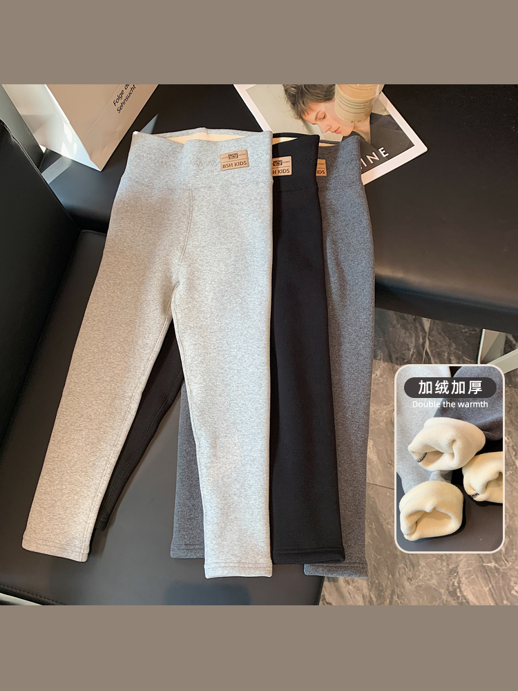 女童加绒打底裤冬季新款一体奥粒绒棉质加厚保暖中大童裤子