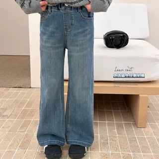 韩国女童秋冬加绒牛仔喇叭裤