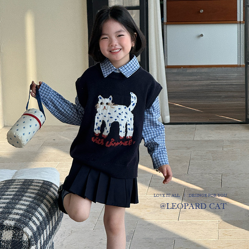 女童针织背心25春秋季新款儿童洋气时髦卡通猫咪马甲中大童上衣潮,童装/婴儿装/亲子装,马甲,淘宝优惠券,粉丝福利购,淘宝优惠卷