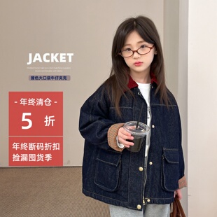 女童夹棉牛仔外套2025秋冬儿童韩系宽松夹克中大童休闲百搭上衣潮