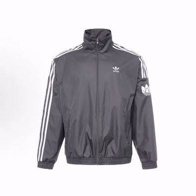 adidas originals 三叶草系列 设计长袖夹克外套 男女同款 深灰