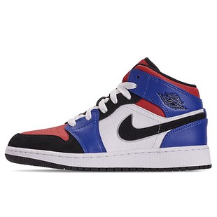 Jordan 儿童篮球鞋 红色 蓝色 中帮 Air 1 Mid 皮革 舒适百搭 防