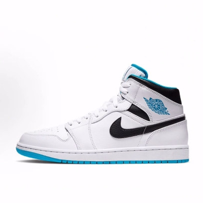 Jordan Air Jordan 1 Mid "Laser Blue" 中帮复古篮球鞋男白蓝色