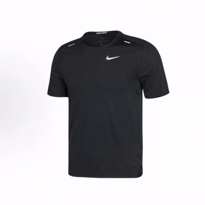 Nike Dri-Fit Rise 365 透气柔软短袖跑步印花短袖T恤 男款 黑色