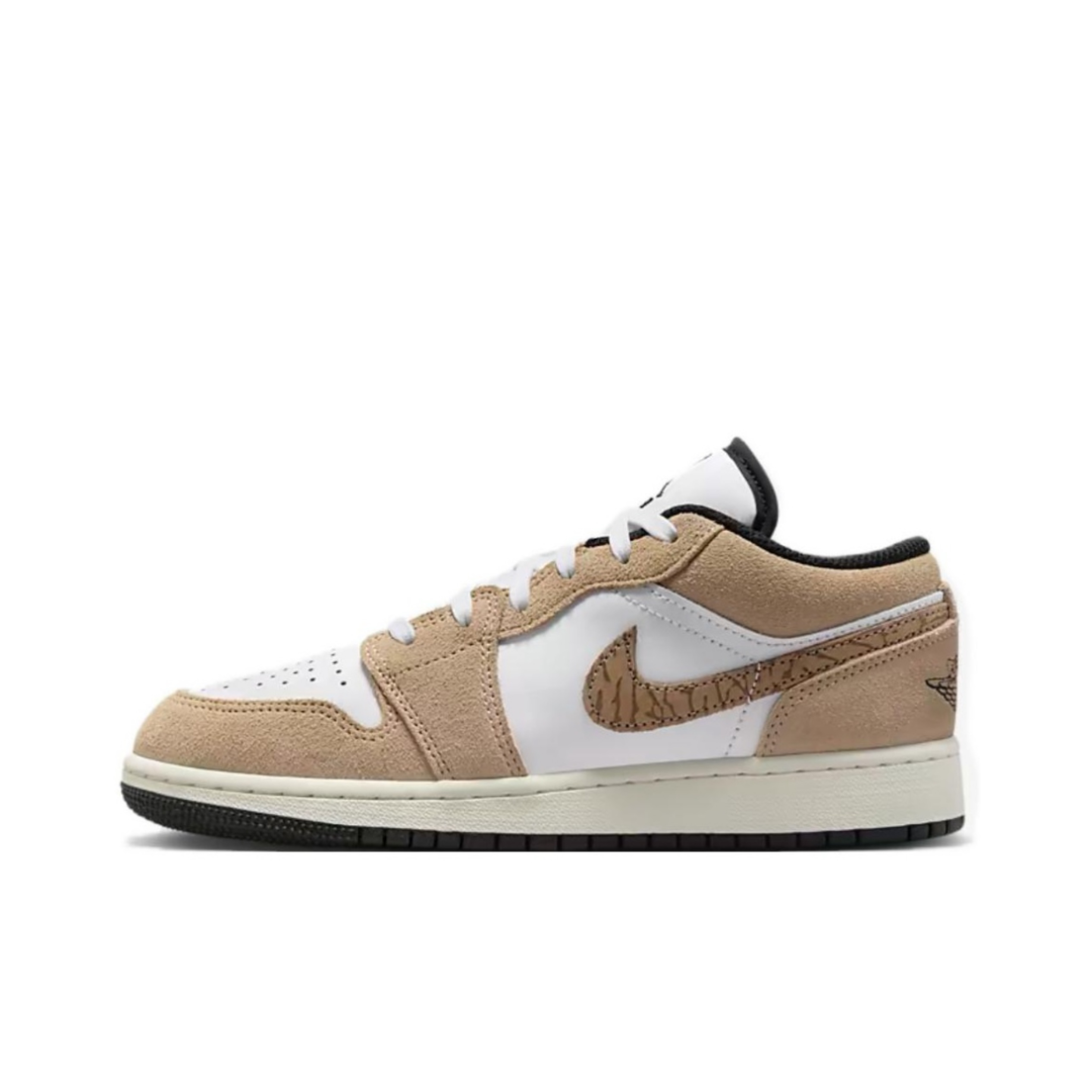 Jordan Air Jordan 1 减震耐磨低帮复古篮球鞋 GS 白棕DZ5368-201