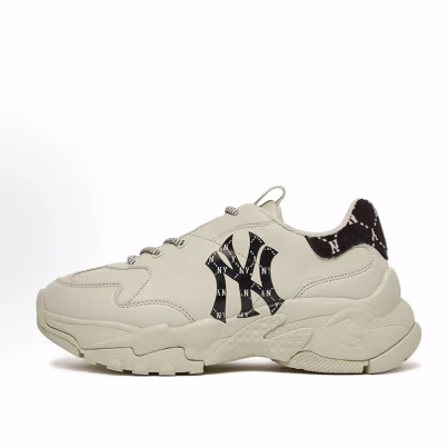 MLB Big Ball Chunky 人造革 复古低帮 老爹鞋 男女同款 米黑色