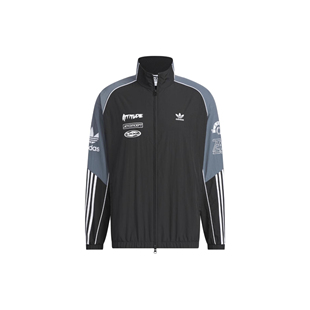 adidas 立领运动宽松复古运动立领夹克外套 男款 黑色JL8406