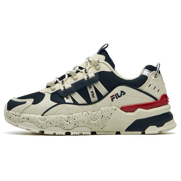 FILA 老爹鞋 米色 低帮 TREK 织物合成革TPU 时尚 减震防滑耐磨透
