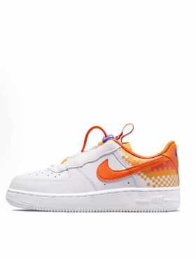 Nike Air Force 1 Toggle 皮革 低帮 儿童板鞋 白橙色 中小童
